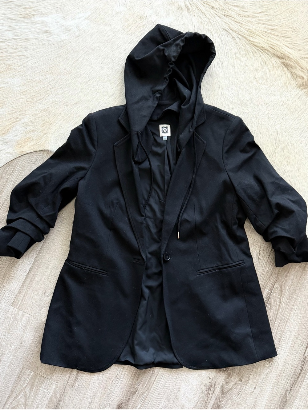 EUC Anne Klein Black Hooded Blazer Jacket